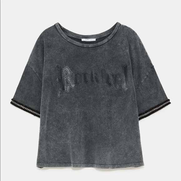 Zara Chain Detail Graphic T-shirt NWT - Picture 3 of 6